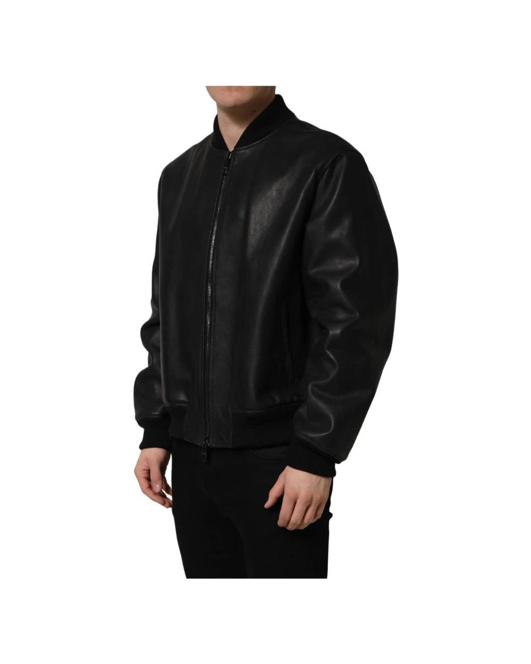 Dolce & Gabbana Black Leather Jackets for men
