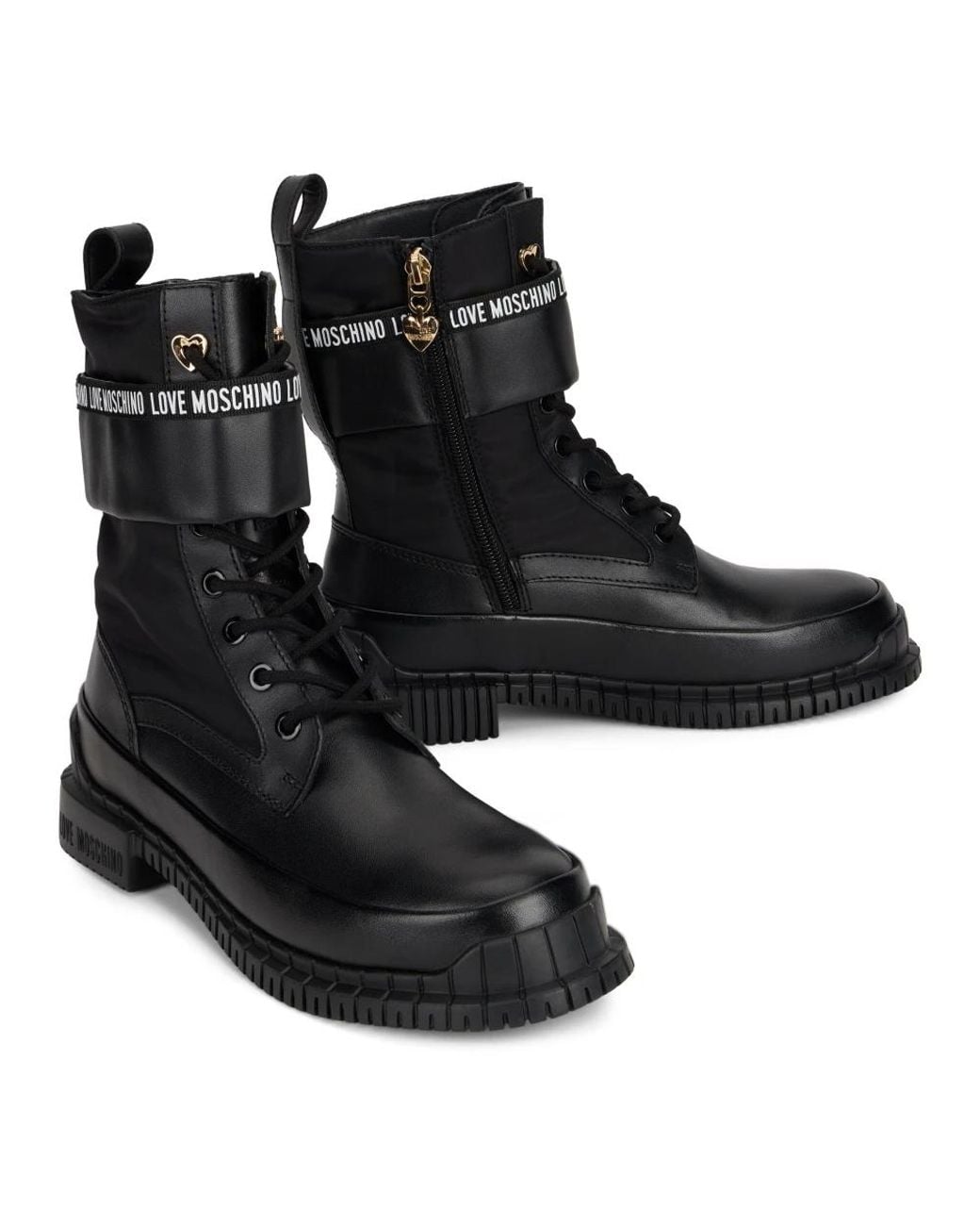 Love Moschino Black Lace-Up Boots