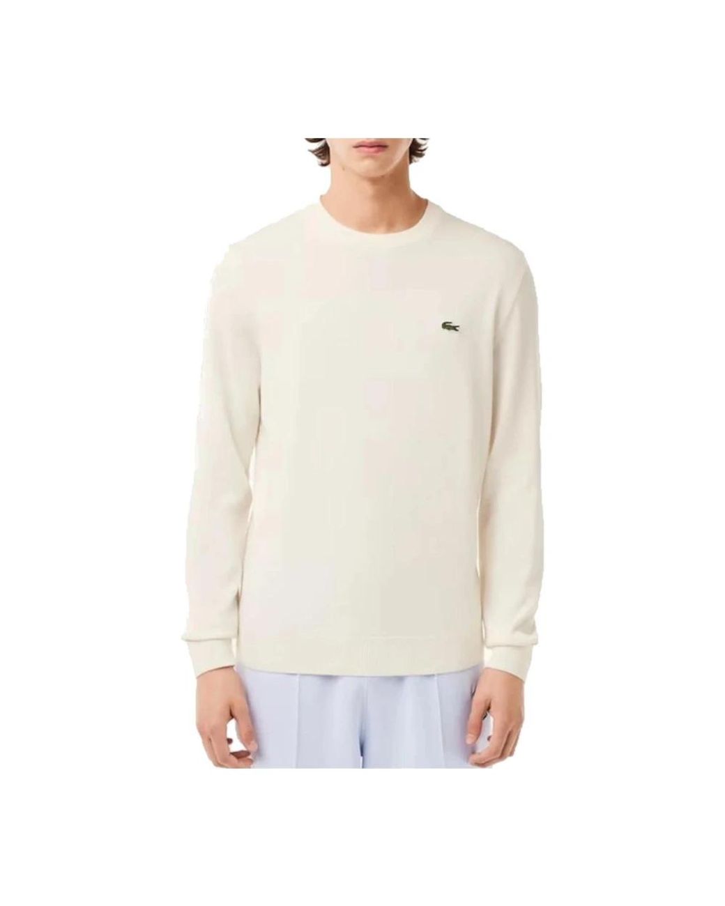 Lacoste White Round-Neck Knitwear for men