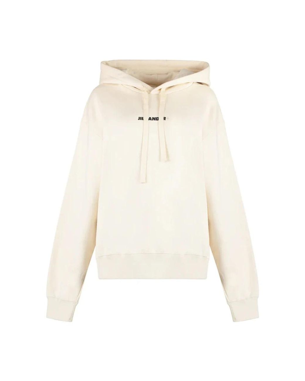 Jil Sander Hoodies & Sweatvesten ,Katoen Witte Hoodie Met Logoprint in het White