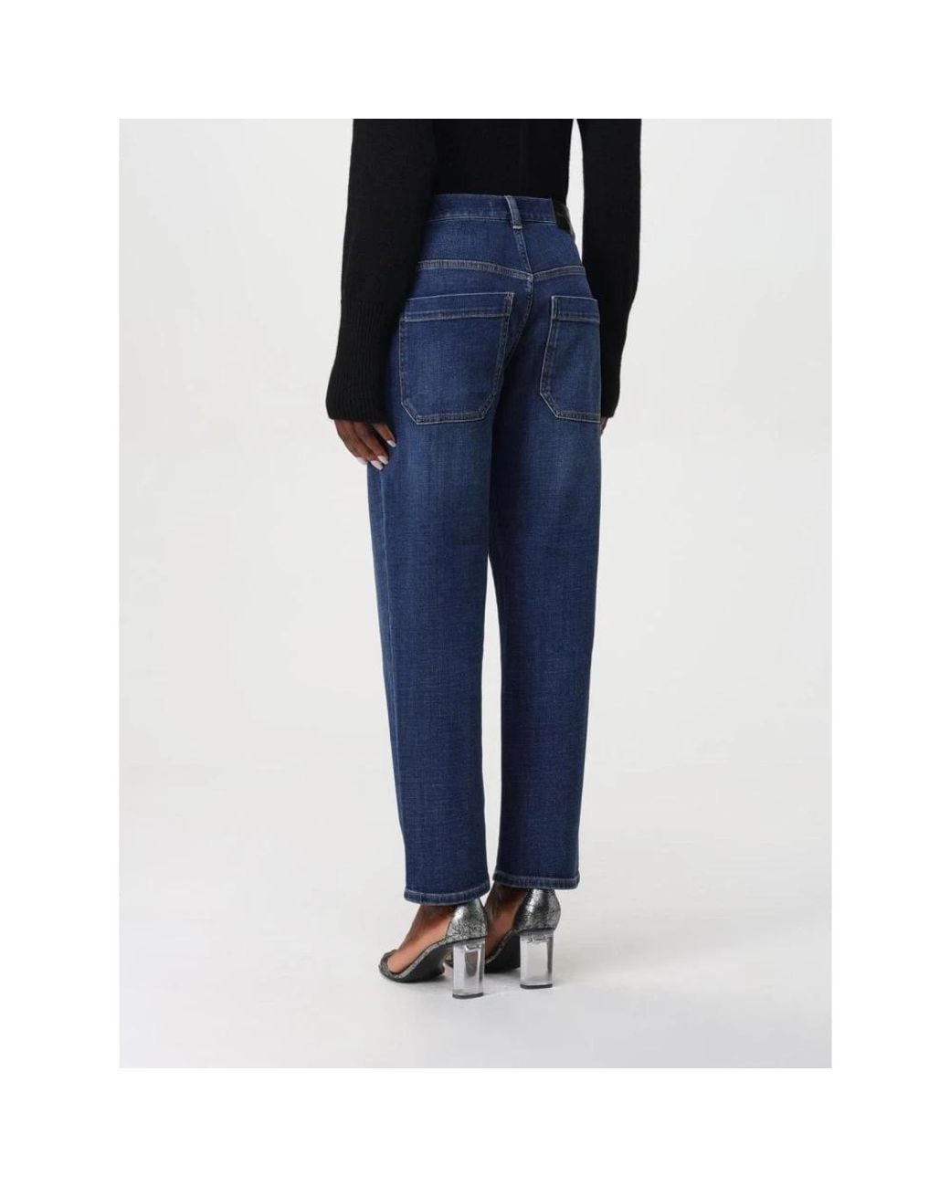 Pinko Cropped Straight Leg Jeans in het Blue