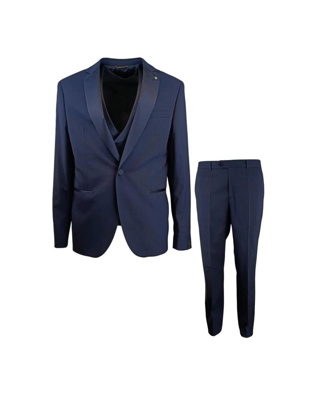 Manuel Ritz Blue Single Breasted Suits for men