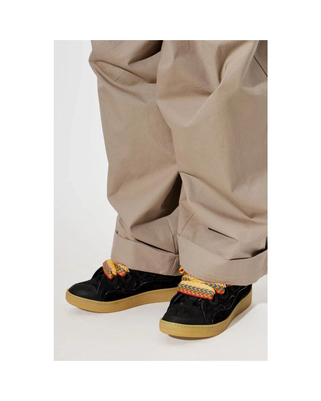Lanvin Black Sport Shoes "Curb" for men