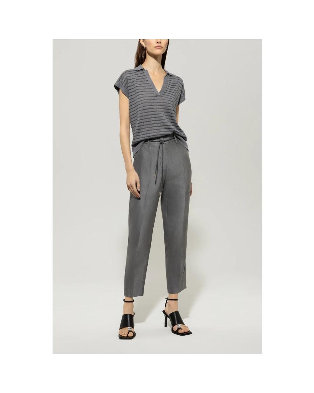 Luisa Cerano Gray Cropped Trousers