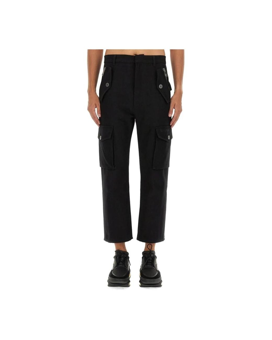 Balmain Black Cropped Trousers for men