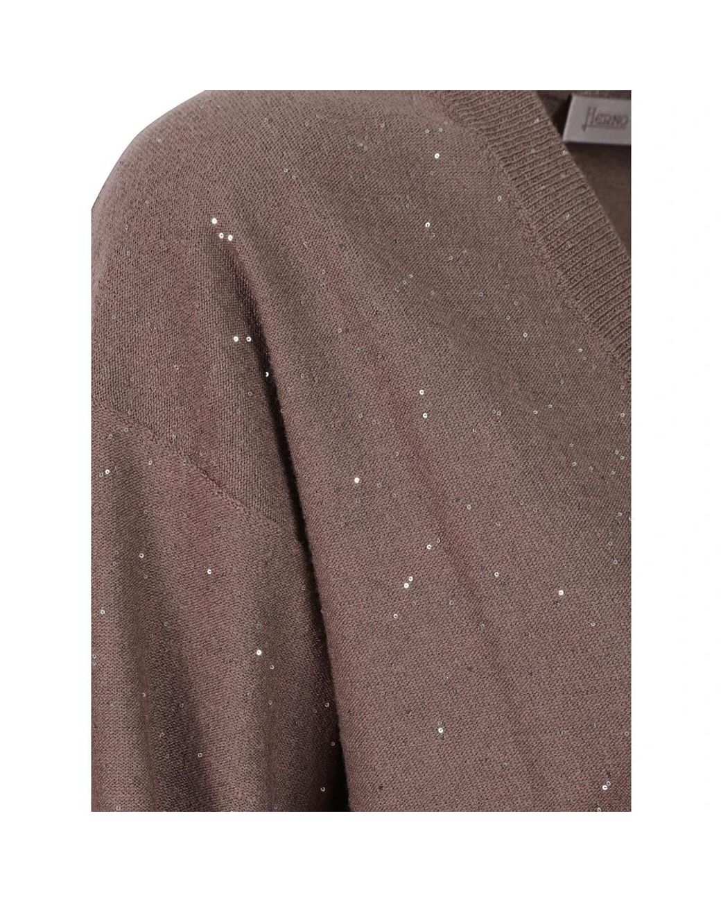 Herno Brown V-Neck Knitwear