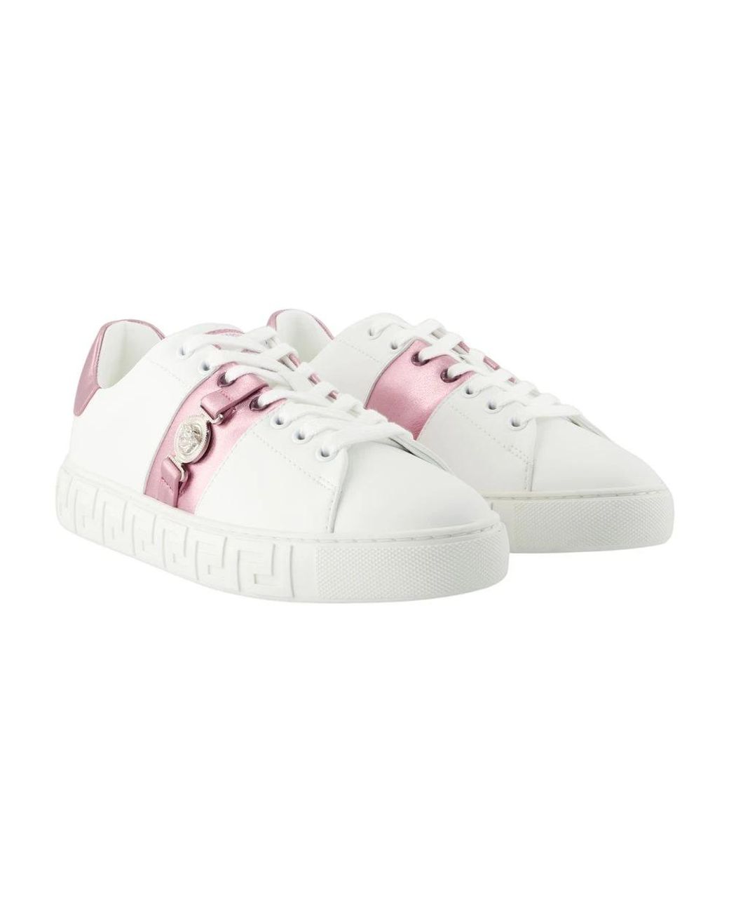 Versace Pink Crystal Greca Sneakers