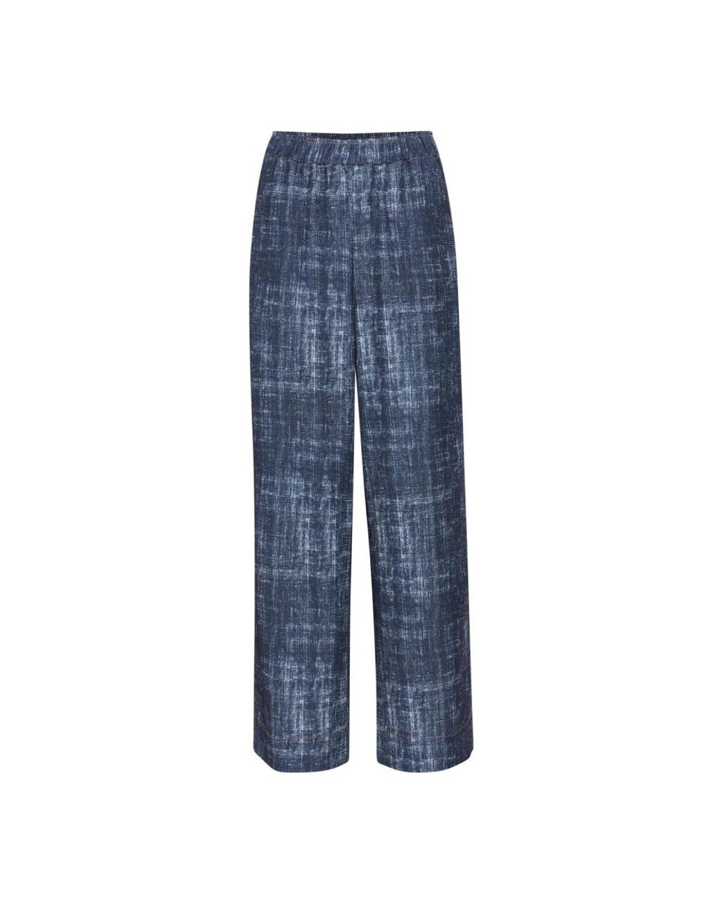 Gestuz Broeken ,Blauw ,Denim Donker Denim Losse Pasvorm Elastische Taille Broek in het Blue