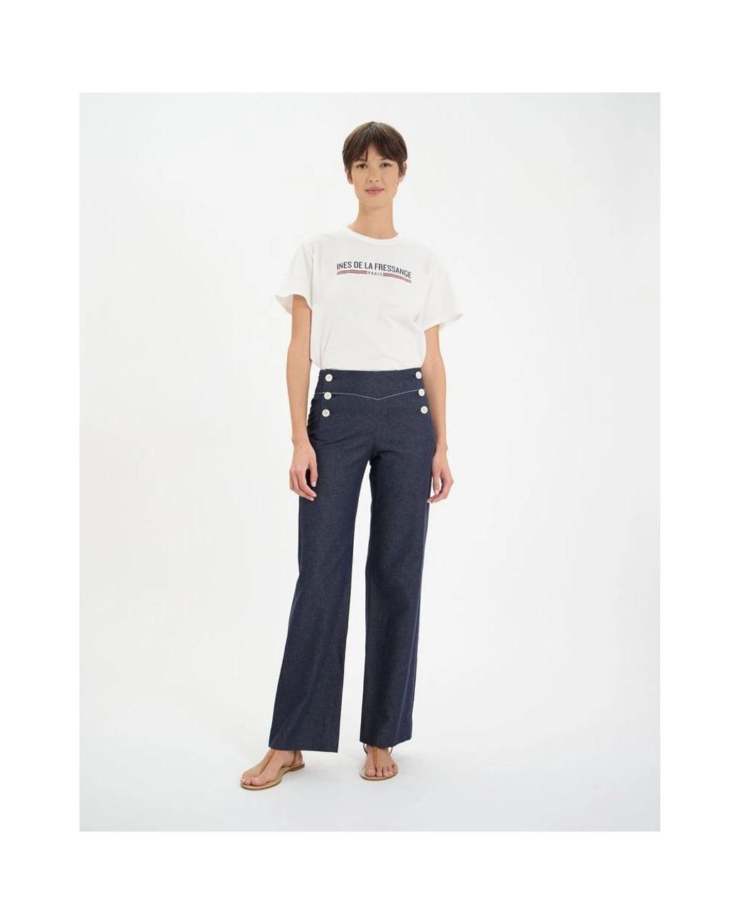 Ines De La Fressange Paris Gray Wide Trousers