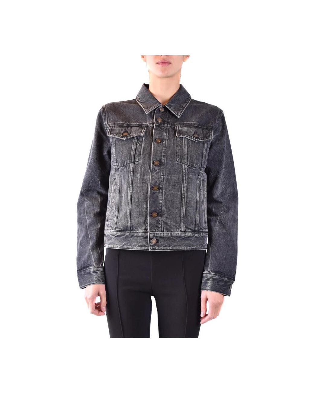 Saint Laurent Black Classic Cotton Button-Up Blazer With Front Pockets