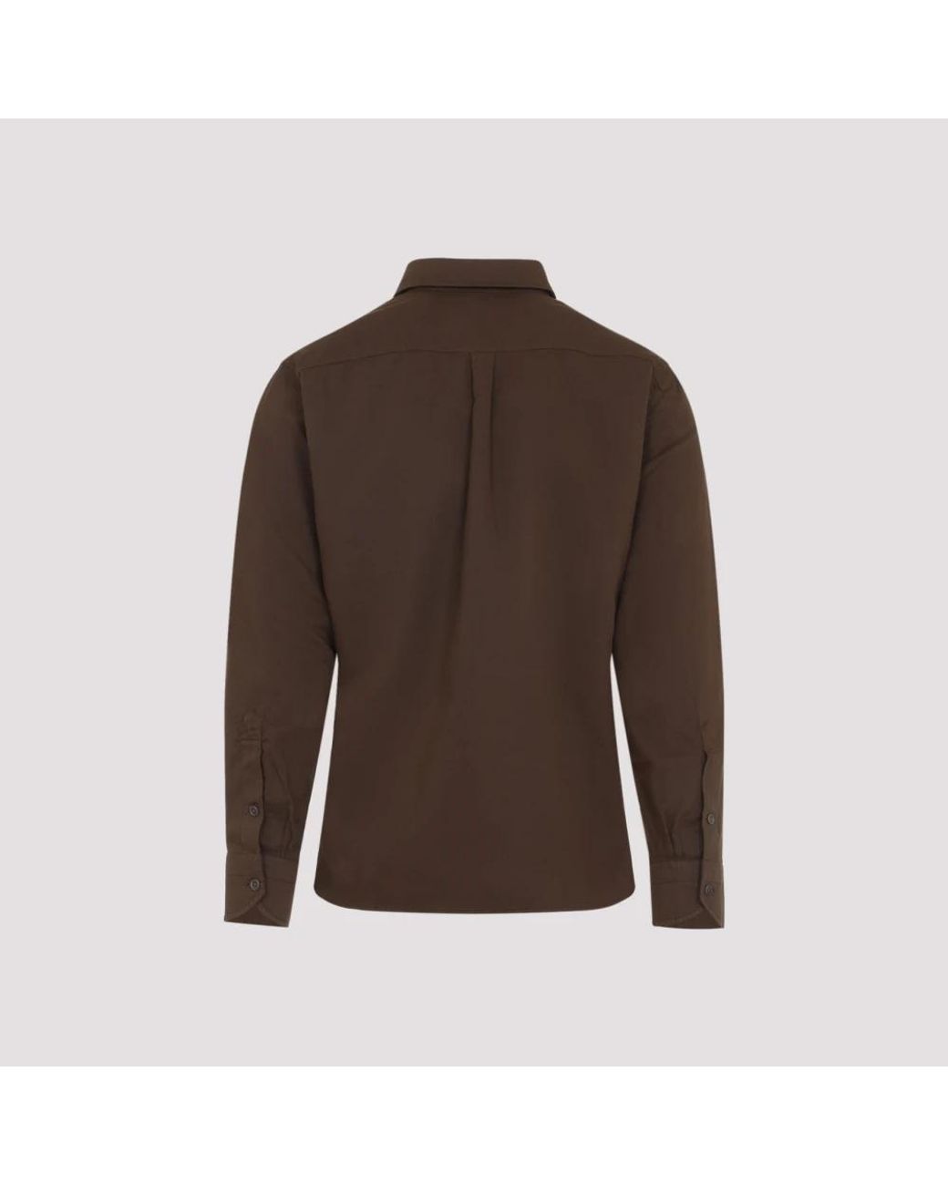 Tom Ford Overhemden ,Groen ,Katoen Cotton Linen Drill Military Shirt in het Brown voor heren