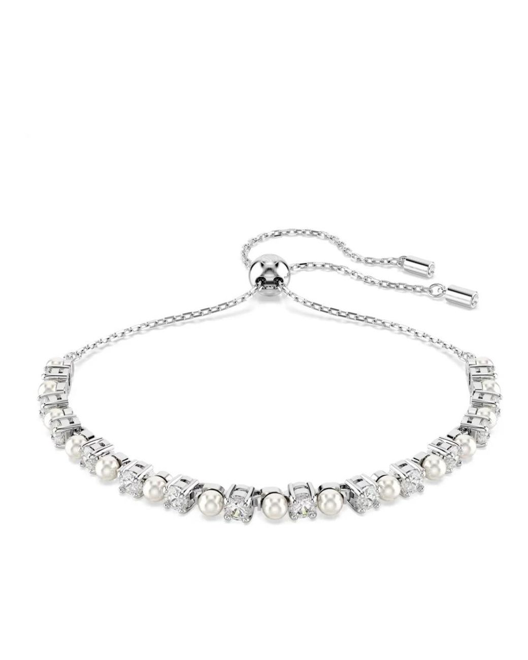 Swarovski Accessoires ,Grijs ,Armband Matrix Kristal Parel Wit Gerhodineerd 5689633 in het Metallic