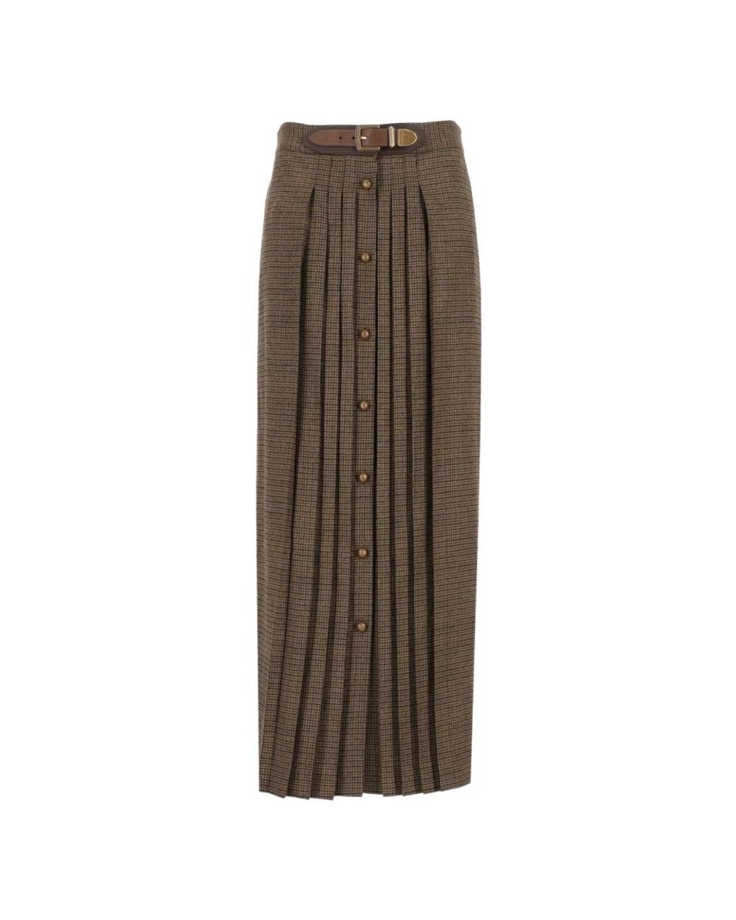 Etro Wol Maxirok Met Plooi En Ruitmotief in het Brown