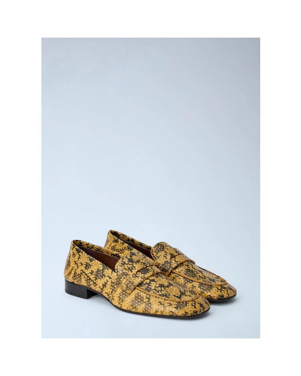 Dries Van Noten Yellow Loafer Aus Leder Mit Python-Print