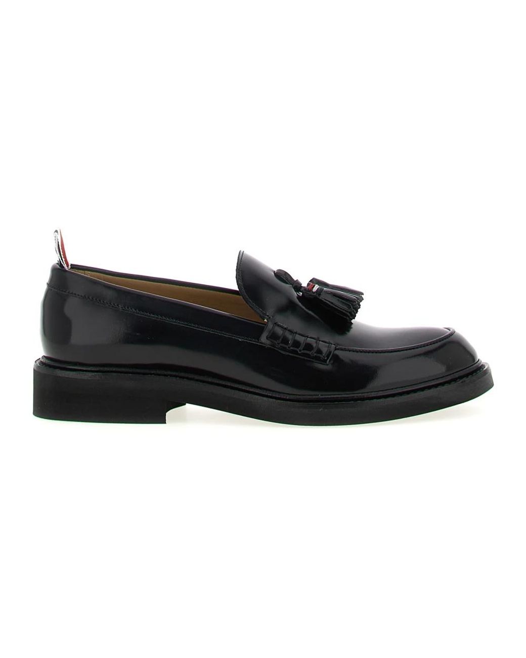 Thom Browne Black Polierte Kalbsleder-Loafer Mit Quaste
