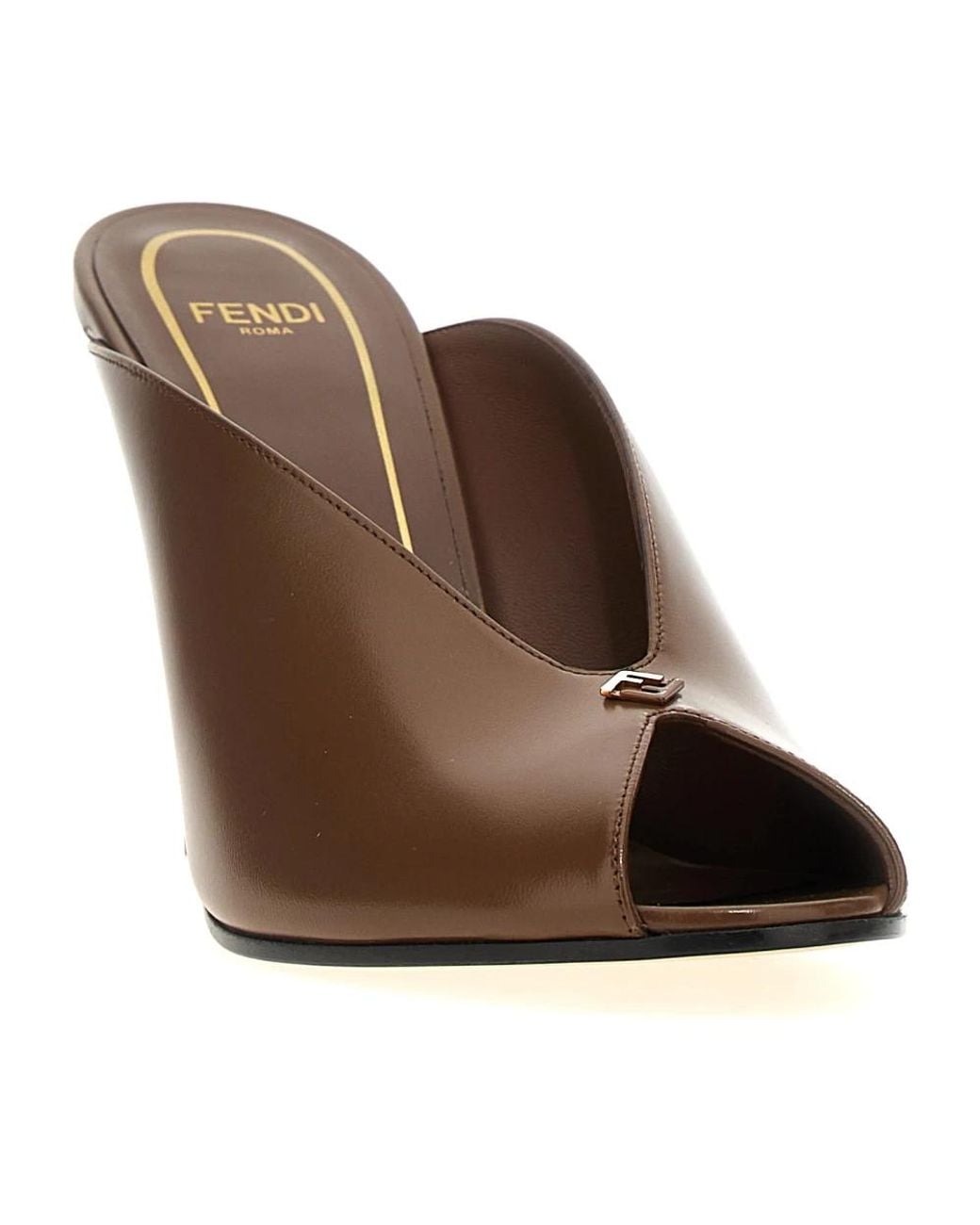 Fendi Brown Heeled Mules