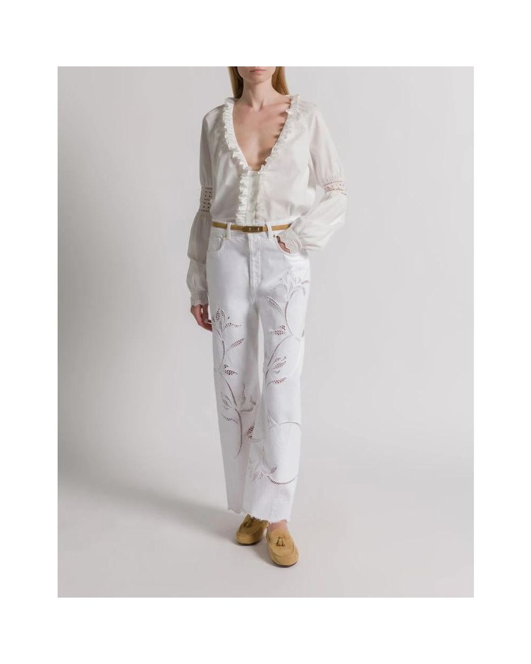 Alberta Ferretti White Cropped Trousers