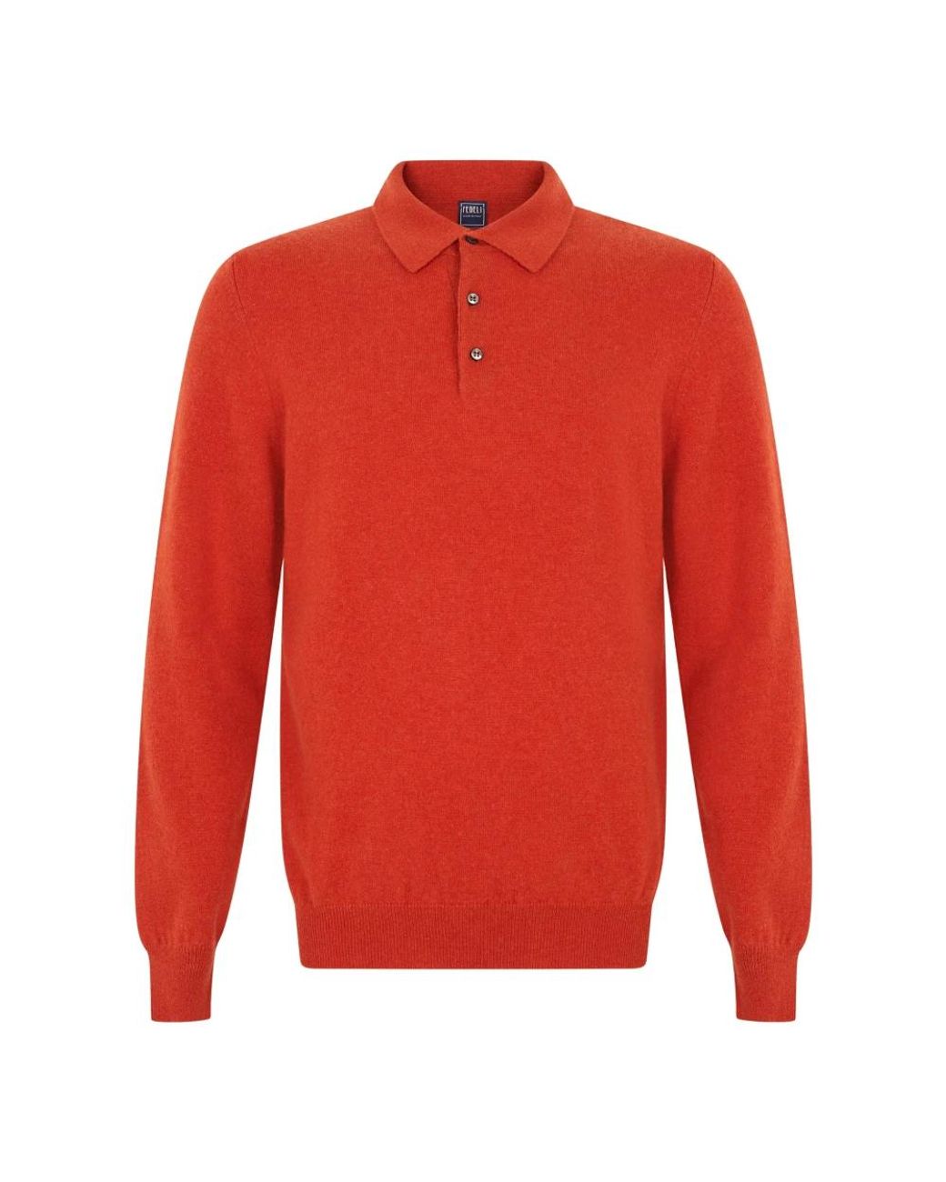 Fedeli Langarm Poloshirt Pullover in Red für Herren