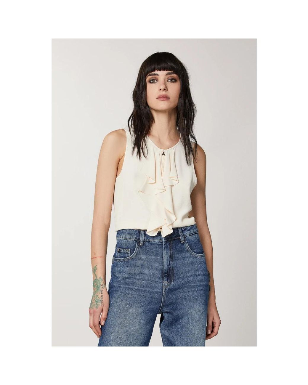 Patrizia Pepe Natural Sleeveless Tops