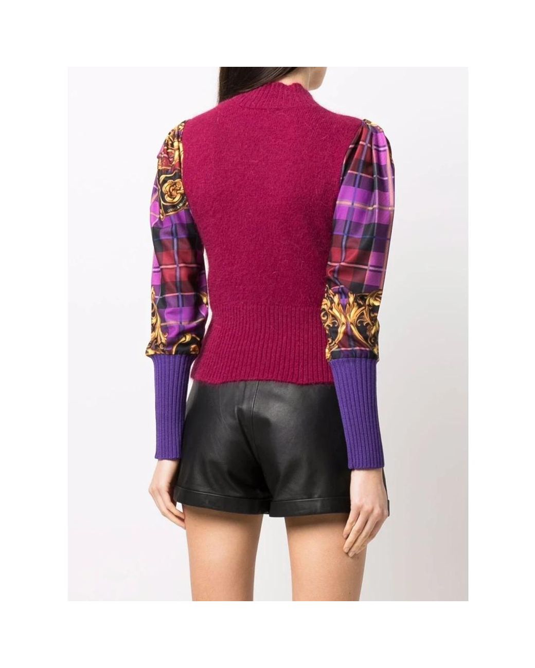 Versace Jeans Couture Purple Round-Neck Knitwear