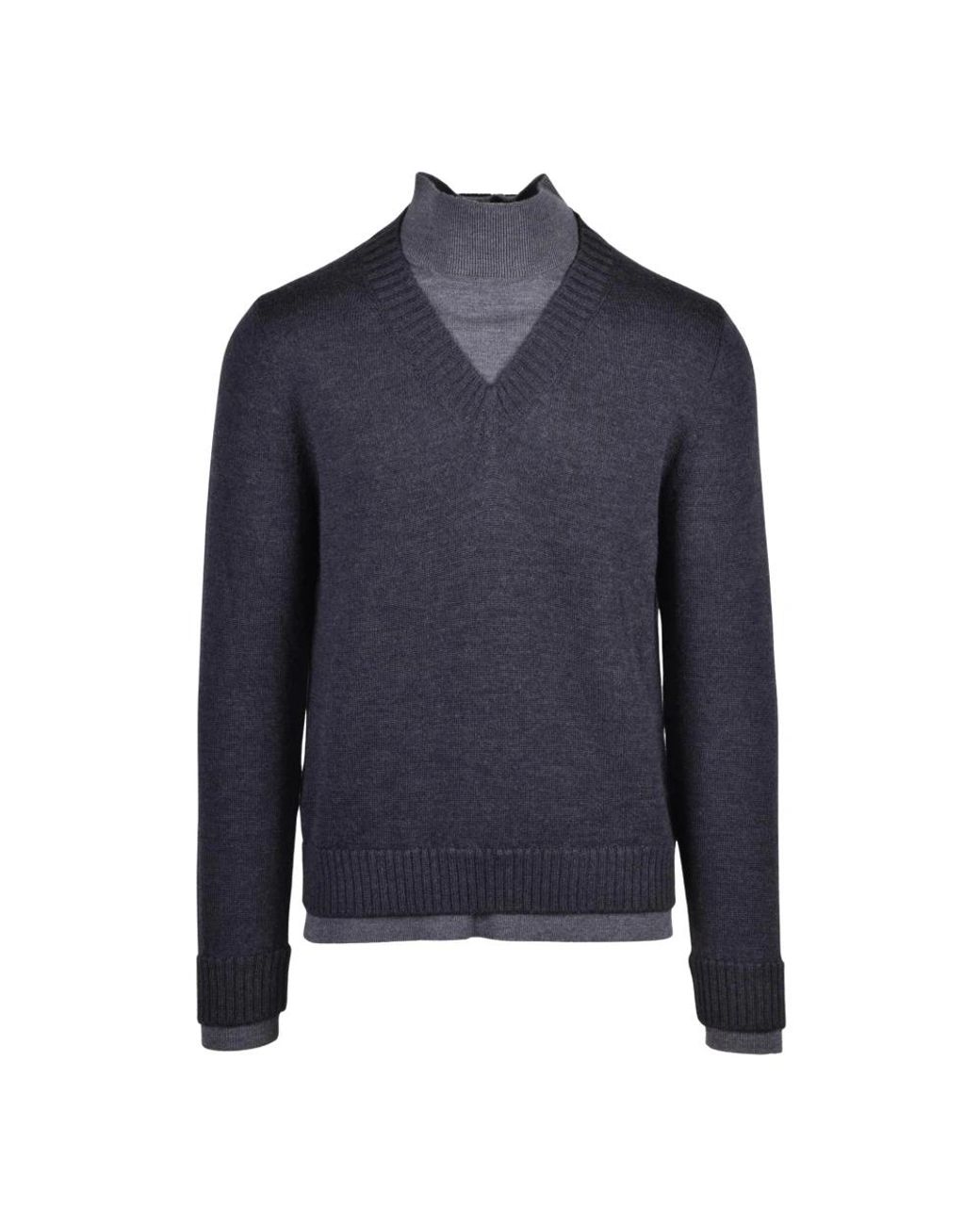 Alpha Studio Blue V-Neck Knitwear for men