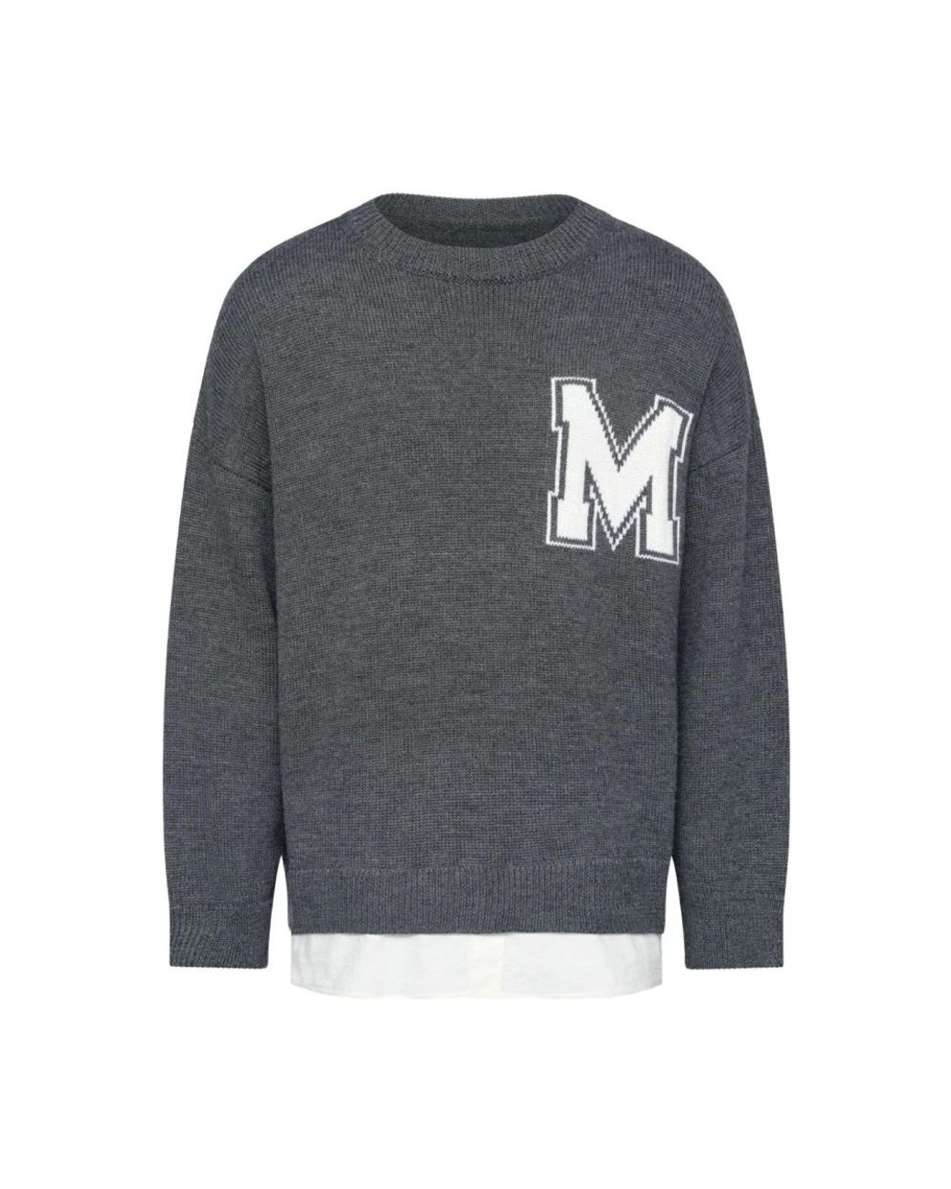 MM6 by Maison Margiela Gray Round-Neck Knitwear for men