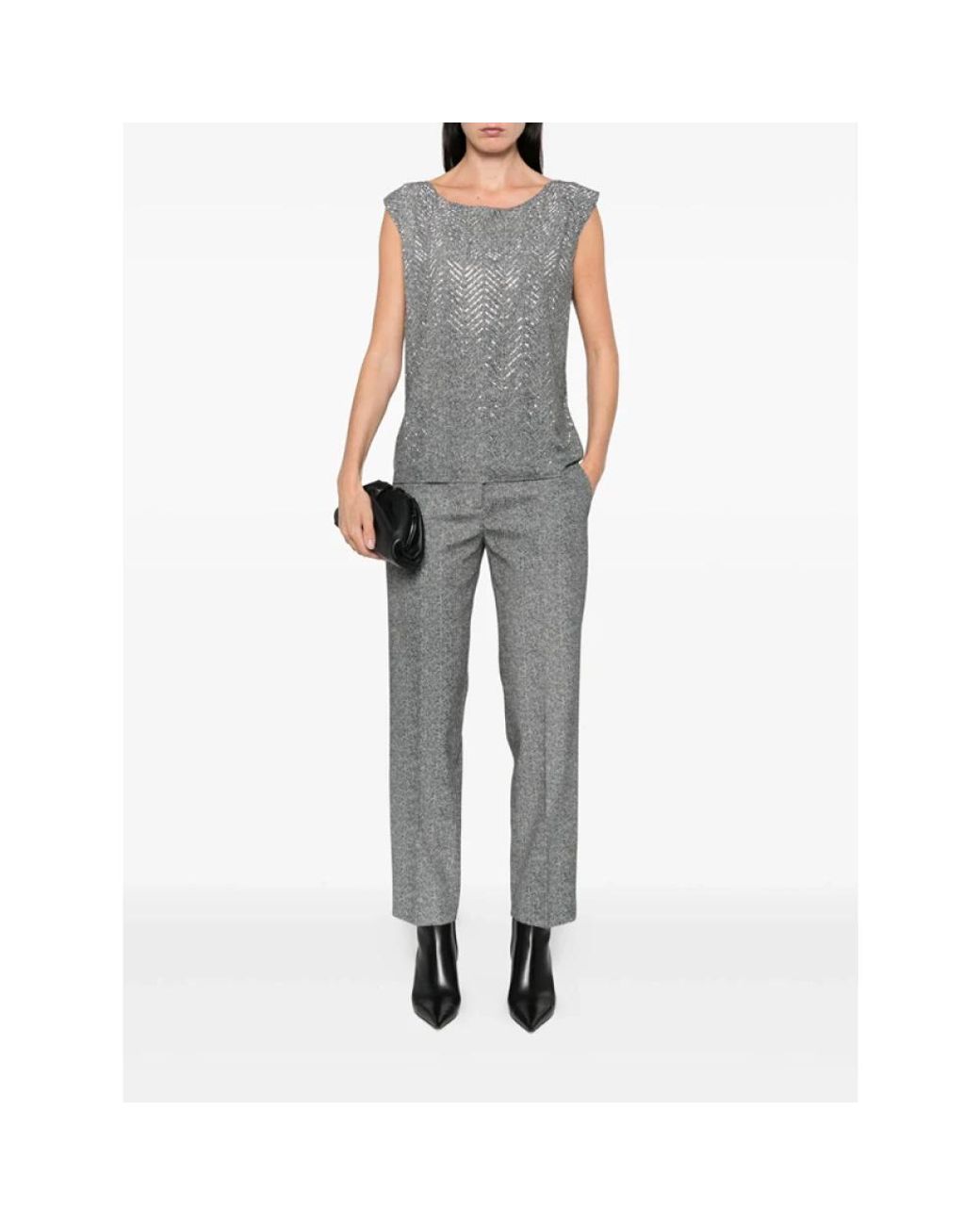Ermanno Scervino Gray Sleeveless Tops