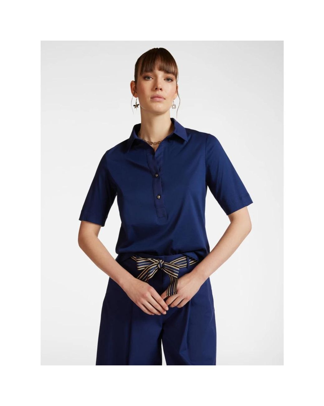 Elena Miro Blue Polo Shirts