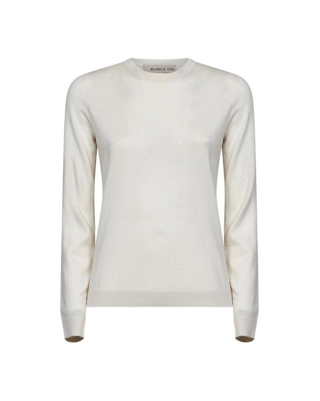 Blanca Vita Gray Round-Neck Knitwear