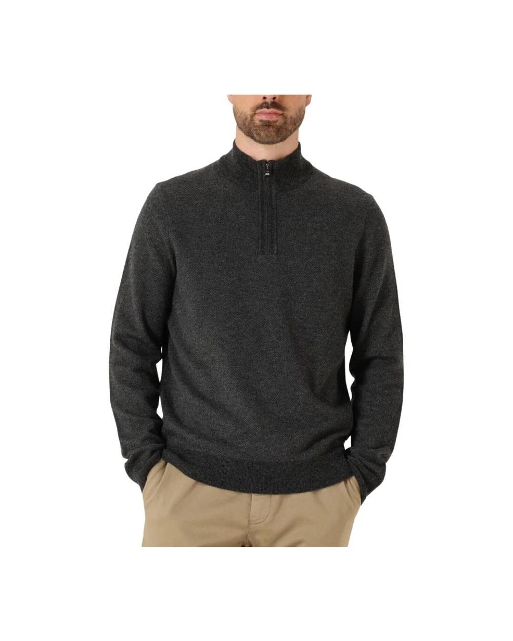 Boss Hettore Half-Zip Sweater in het Black voor heren