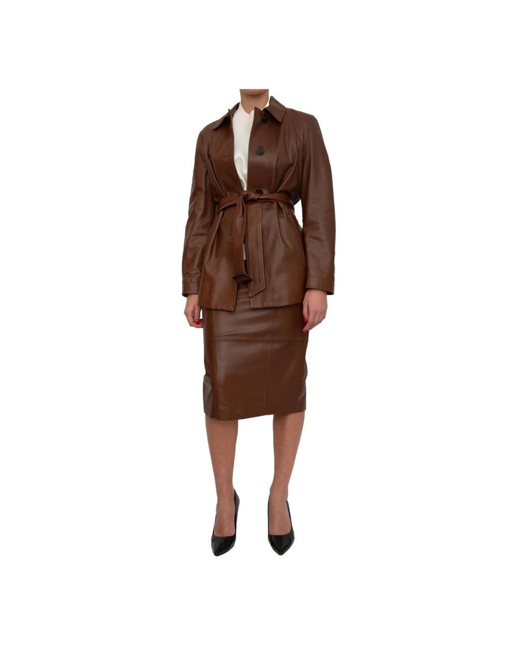 Max Mara Brown Leather Skirts