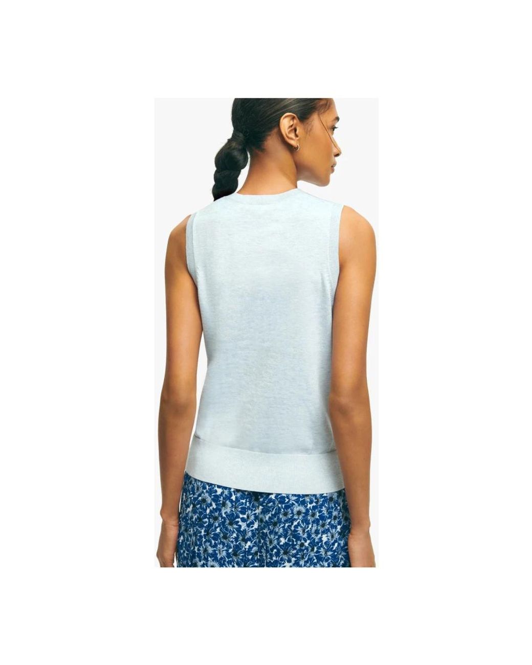 Brooks Brothers Blue Sleeveless Tops