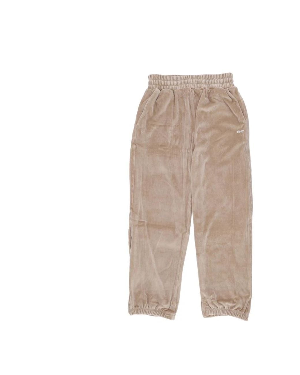 Obey Broeken ,Grijs ,Katoen Chenille Tracksuit Pants in het Natural