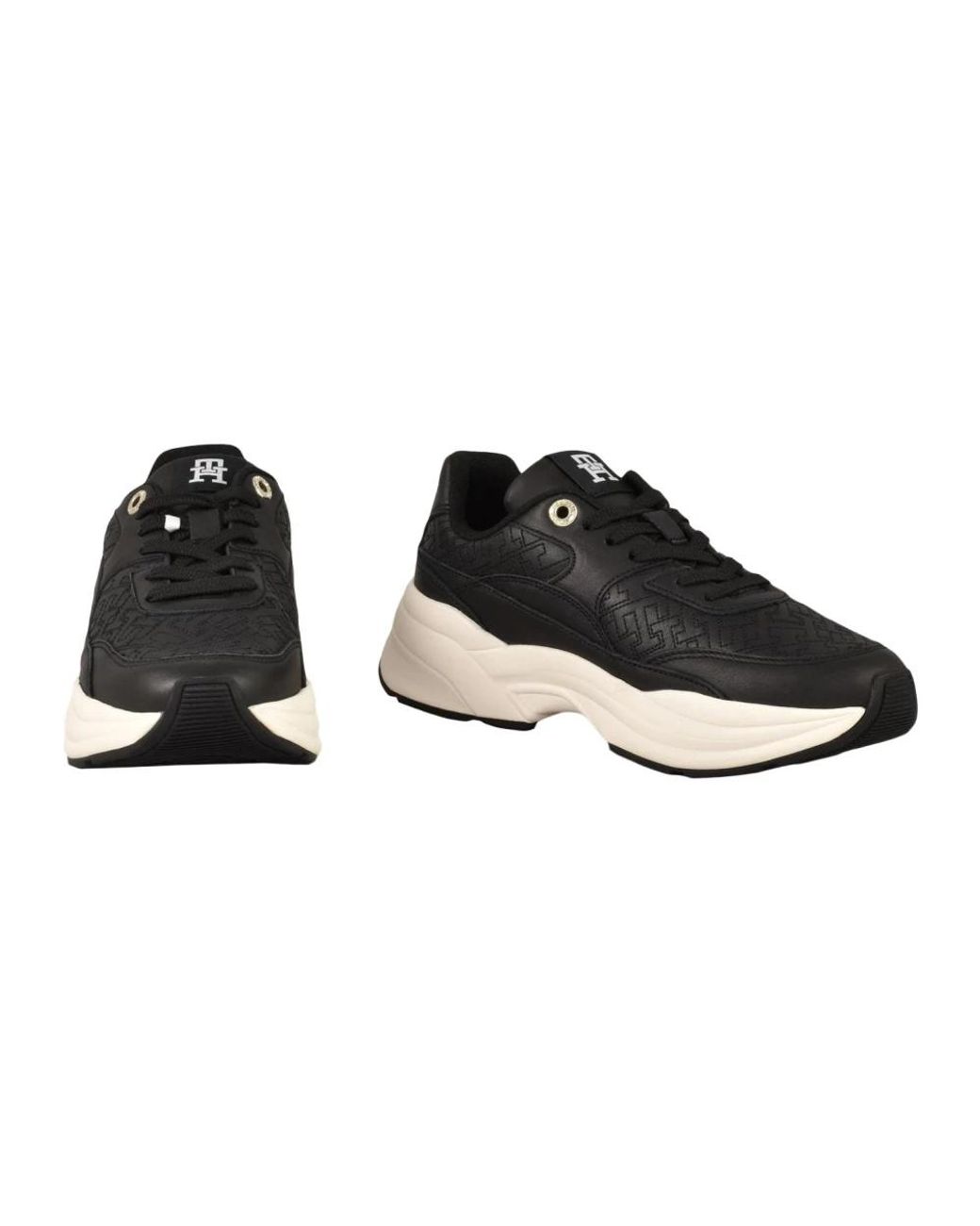 Tommy Hilfiger Black Quilted Leather Sneakers