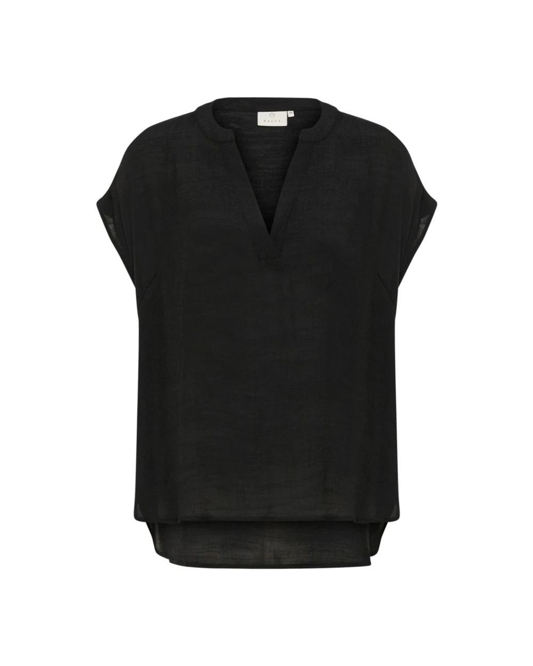 Kaffe Overhemden ,Zwart ,Zwart Diepe Blouse Met V-Hals in het Black
