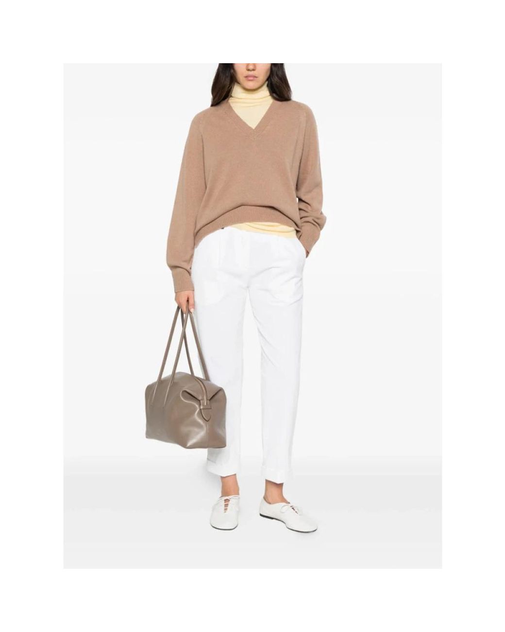 Peserico Natural V-Neck Knitwear