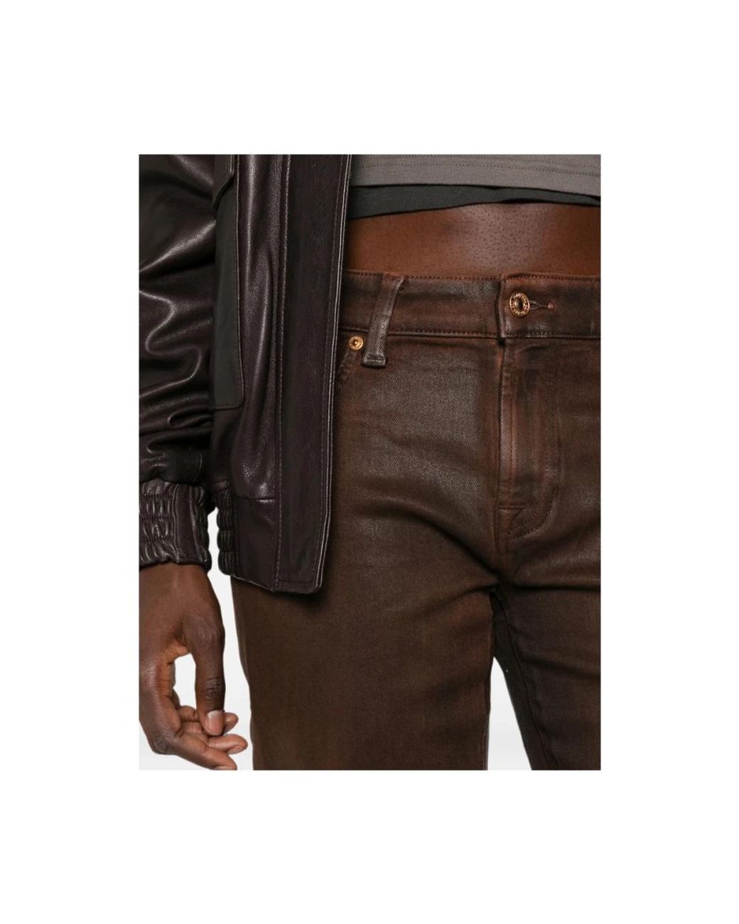 7 For All Mankind Brown Leather Trousers