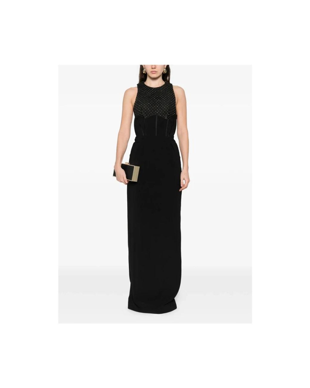 Elisabetta Franchi Black Dress With Rhinestone Embellishments