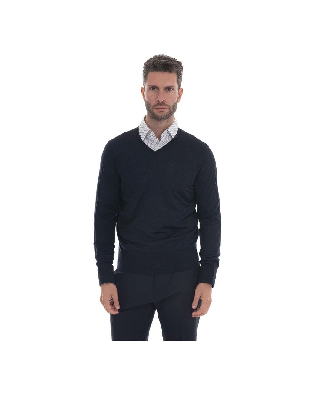 hindustrie Blue V-Neck Knitwear for men