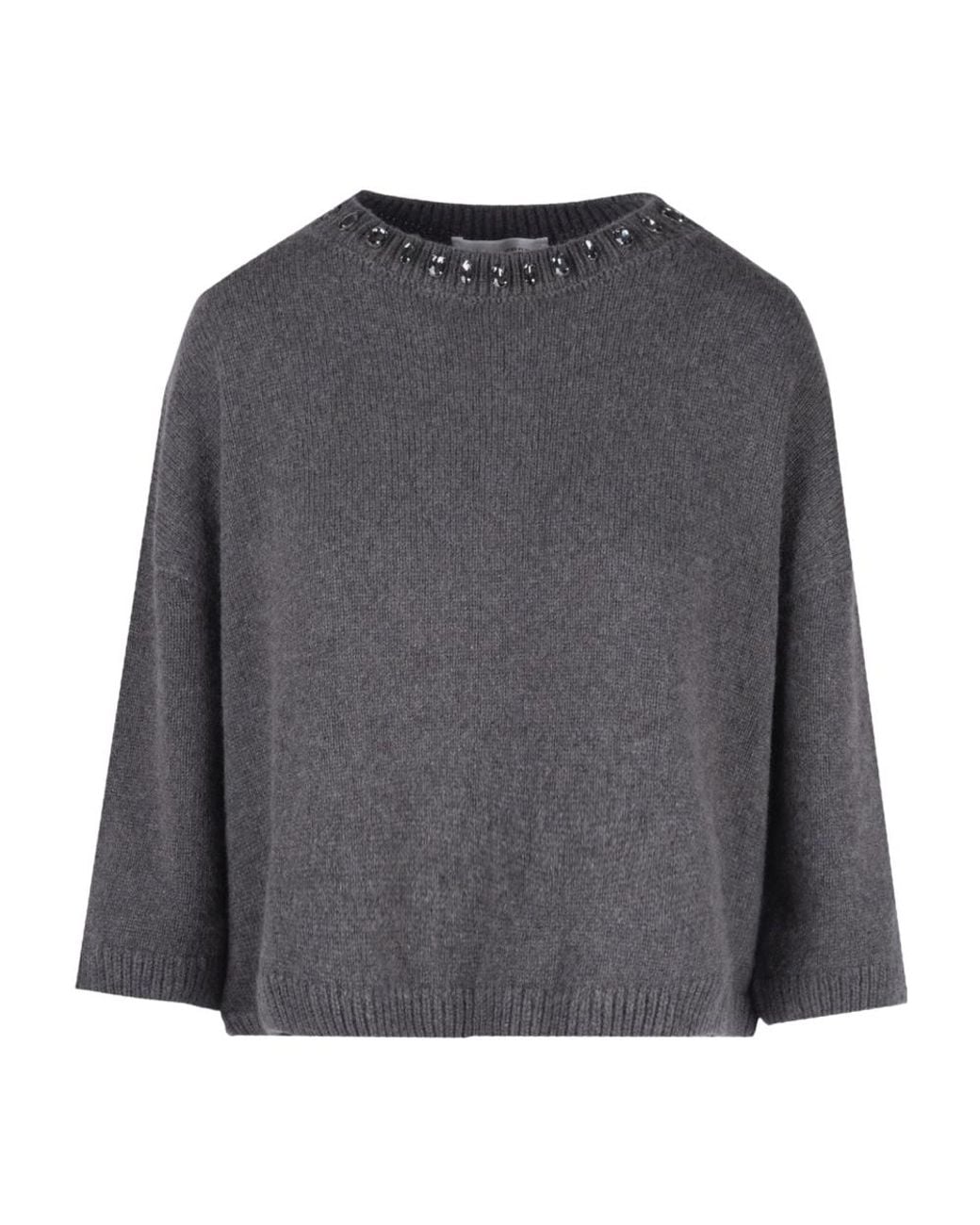 Liviana Conti Gray Round-Neck Knitwear