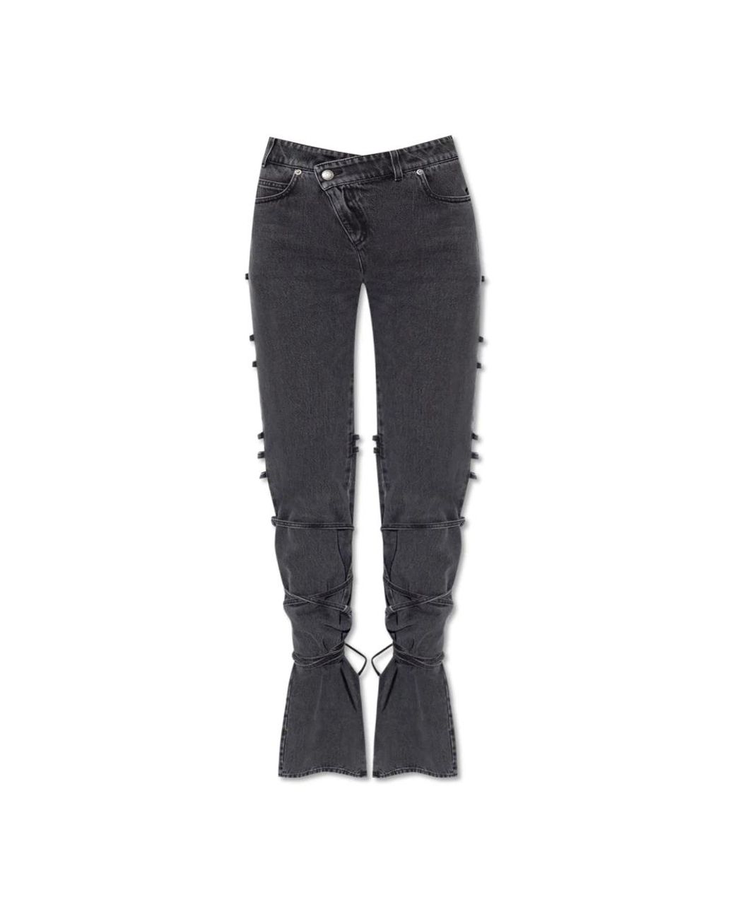 McQueen Jeans ,Grijs ,Katoen Jeans Met Veters in het Blue