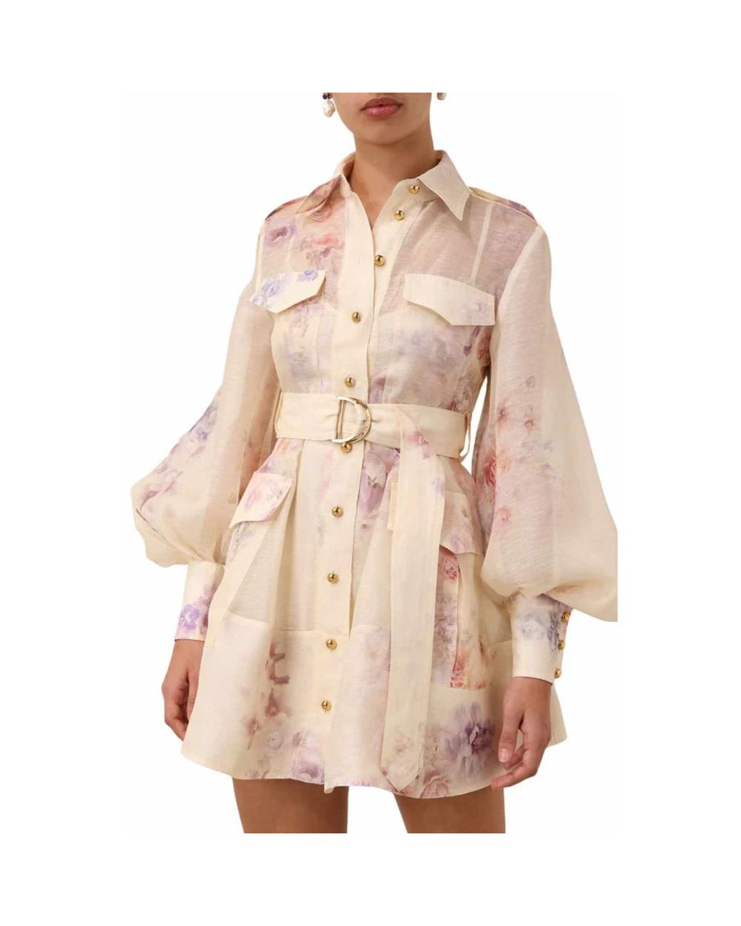 Zimmermann Natural Short Dresses