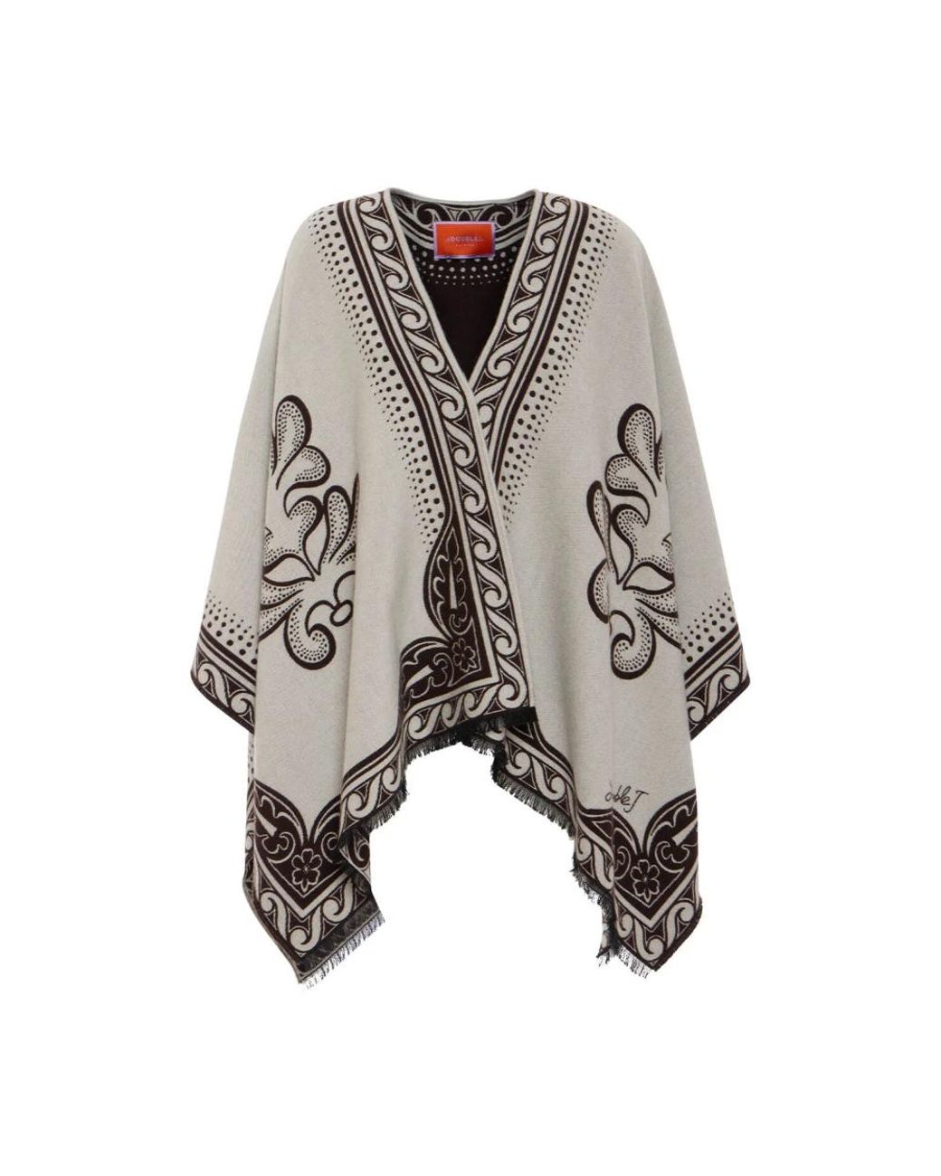 LaDoubleJ Jassen ,Wol Poncho in het Natural