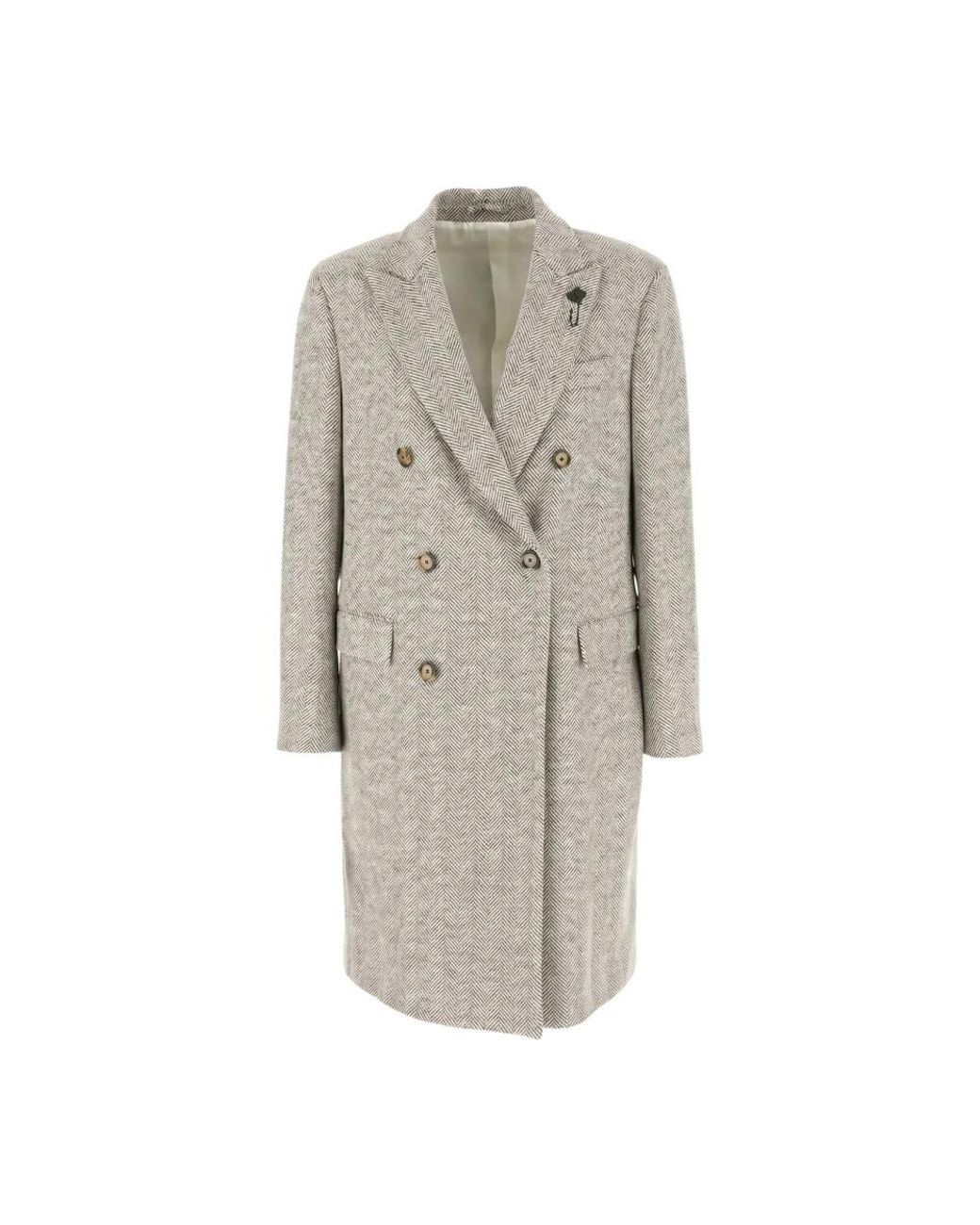 Lardini Gray Double-Breasted Coats for men