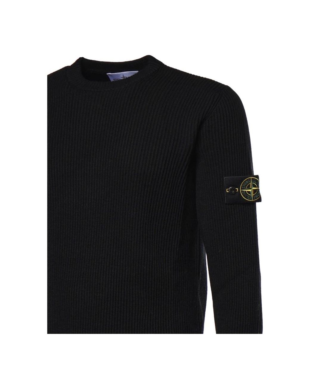 Stone Island Black Round-Neck Knitwear for men