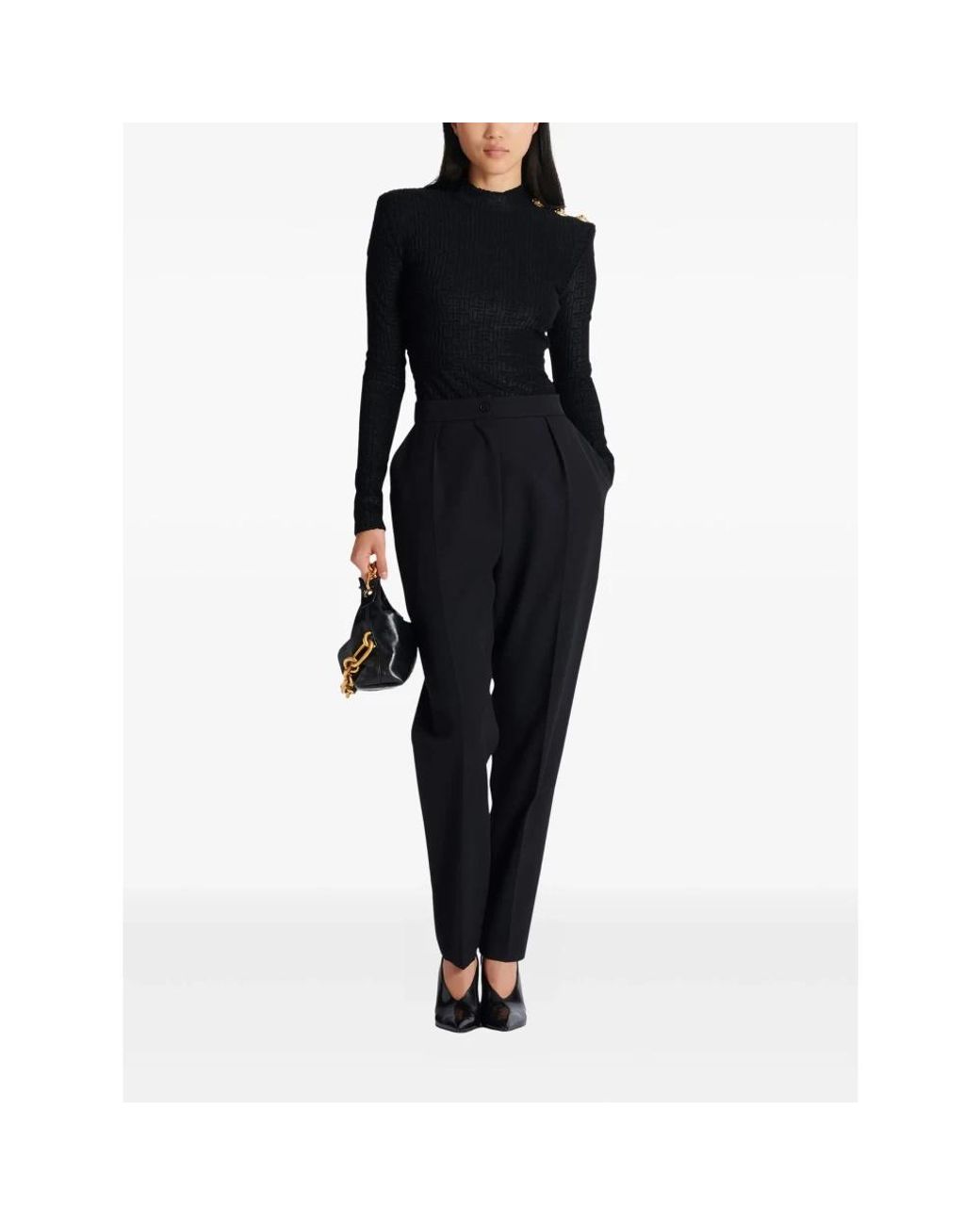 Balmain Black Long Sleeve Tops