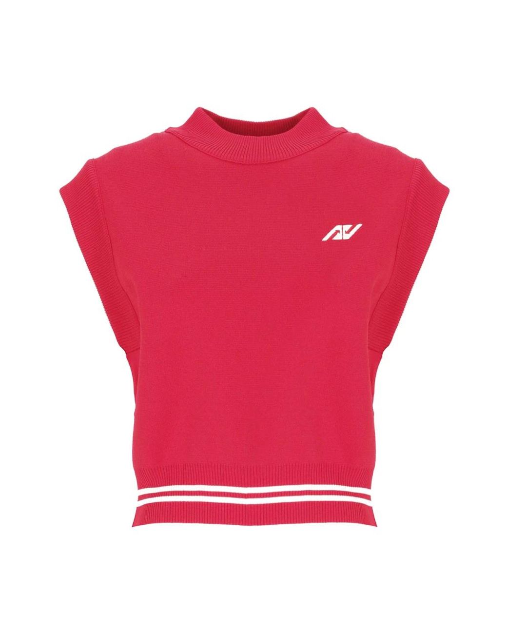 Autry Tops ,Rood ,Rode Mouwloze Top Met Contrasterend Logo in het Red