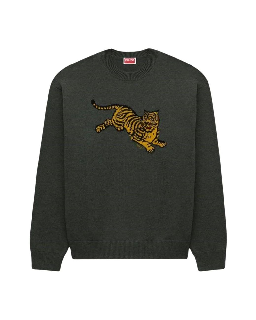 KENZO Green Round-Neck Knitwear for men