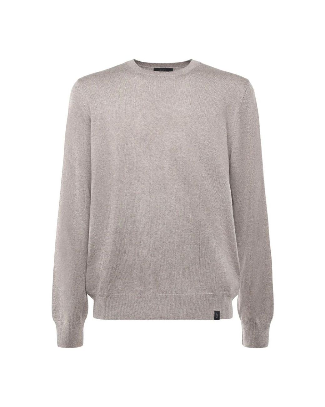 Fay Truien & Vesten ,Wol Ribgebreide Trui Met Ronde Hals in het Gray voor heren