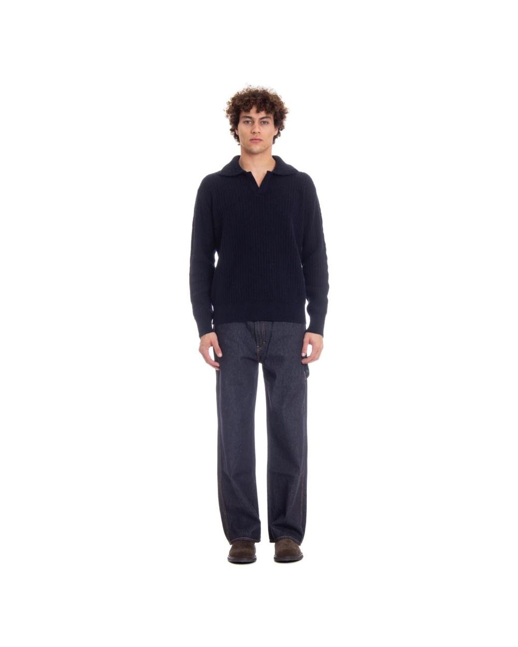 Roberto Collina Blue V-Neck Knitwear for men